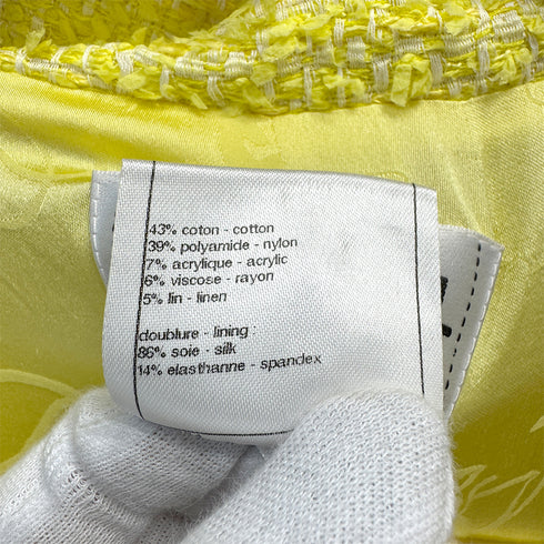 CHANEL GRIPOA COCO BUTTON SLEEVELESS TWEED DRESS WITH BELT YELLOW COTTON 42 P42 RTW 90288722