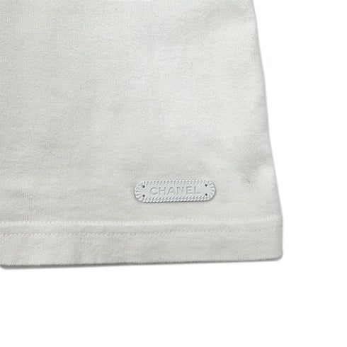 CHANEL T-SHIRT 2022 COCOMARK STAR WHEAT CAMELLIA EMBROIDERY WHITE COTTON XS P72 RTW 90288723