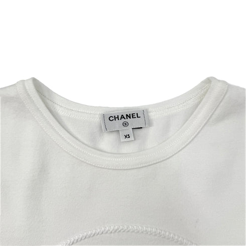CHANEL T-SHIRT 2022 COCOMARK STAR WHEAT CAMELLIA EMBROIDERY WHITE COTTON XS P72 RTW 90288723
