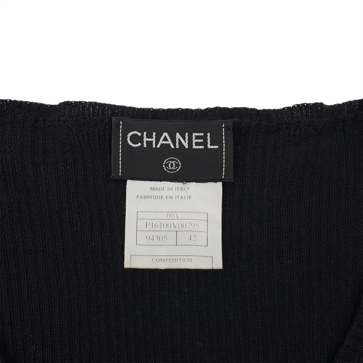 CHANEL VINTAGE COCOMARK KNIT TOPS BLACK CASHMERE 42 00A RTW 90288724