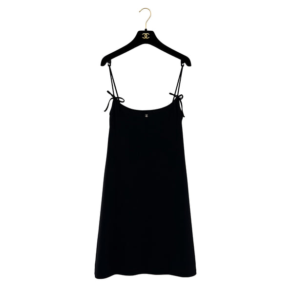 CHANEL VINTAGE SLEEVELESS MAILLOT DRESS BLACK NYLON 42 97C RTW 90288725