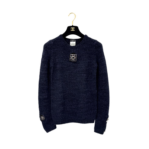 CHANEL KNIT TOPS GRIPOIX MOTIF DARK PURPLE 34 08A RTW 90288726