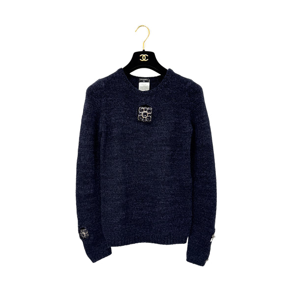 CHANEL KNIT TOPS GRIPOIX MOTIF DARK PURPLE 34 08A RTW 90288726