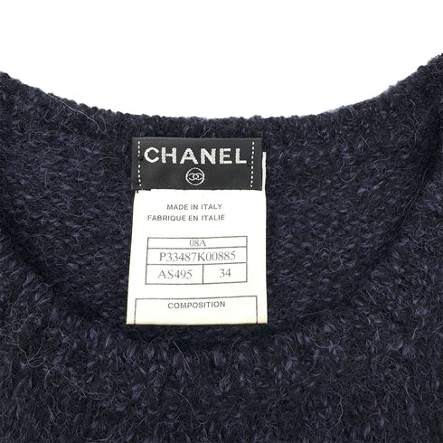 CHANEL KNIT TOPS GRIPOIX MOTIF DARK PURPLE 34 08A RTW 90288726