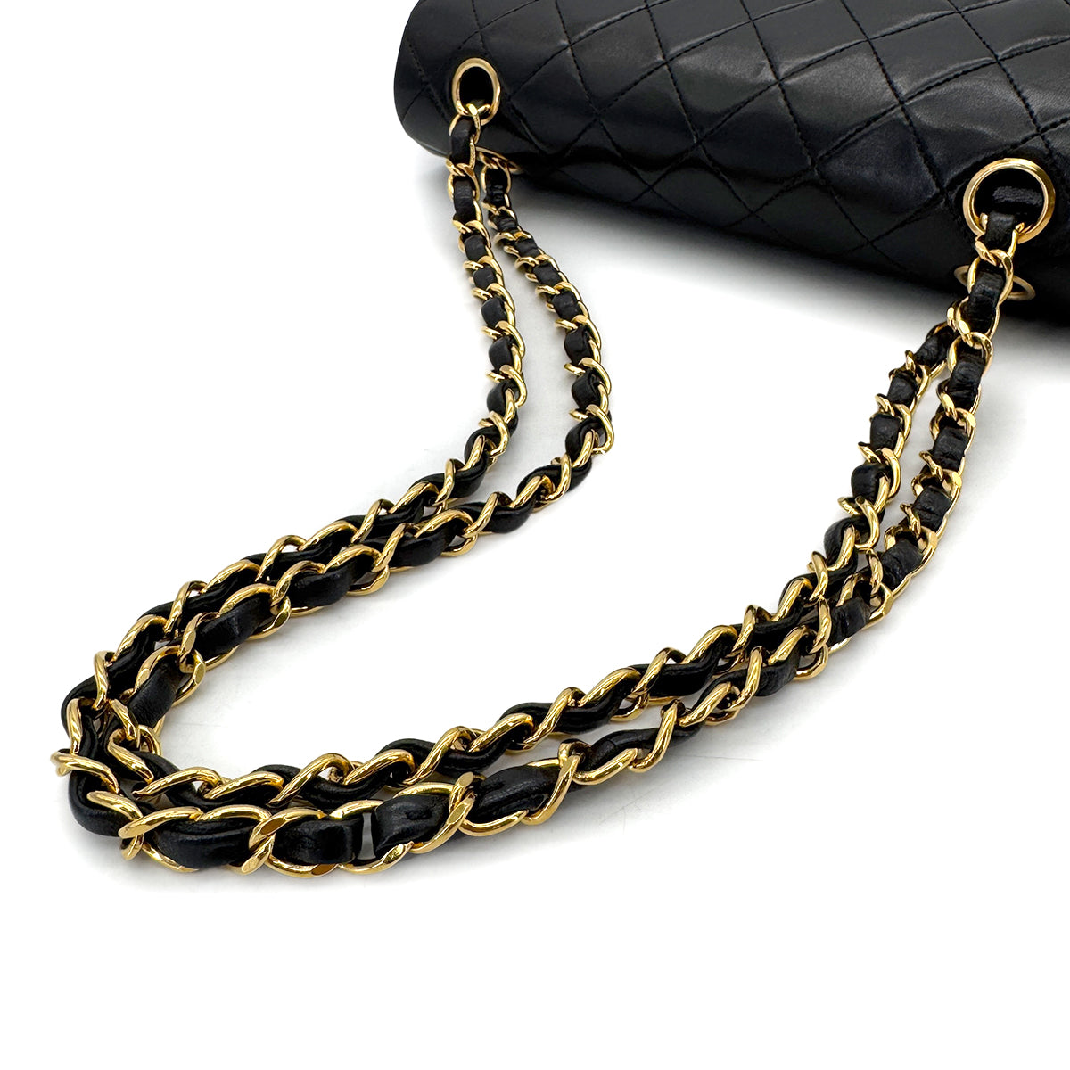 CHANEL VINTAGE CLASSIC FLAP SMALL CHAIN SHOULDER BAG BLACK LAMB SKIN 90288973