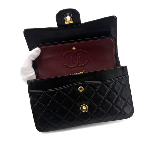 CHANEL VINTAGE CLASSIC FLAP SMALL CHAIN SHOULDER BAG BLACK LAMB SKIN 90288973 - PURPOSE