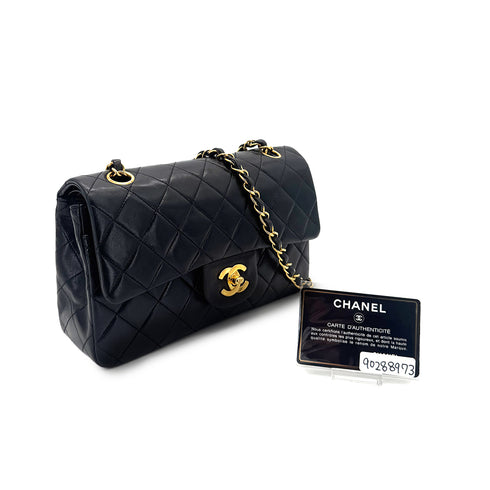 CHANEL VINTAGE CLASSIC FLAP SMALL CHAIN SHOULDER BAG BLACK LAMB SKIN 90288973 - PURPOSE