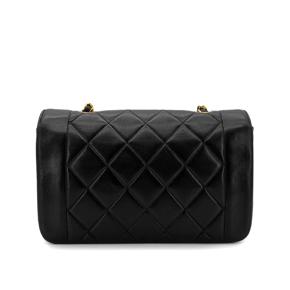 CHANEL VINTAGE DIANA SMALL CHAIN SHOULDER BAG BLACK LAMB SKIN 90288974