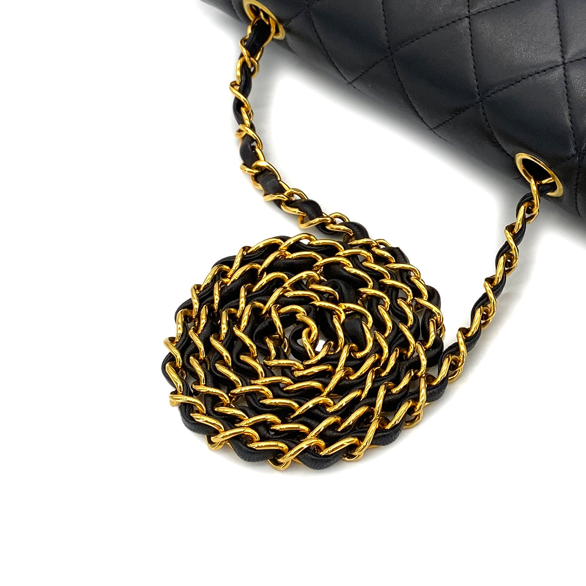 CHANEL VINTAGE DIANA SMALL CHAIN SHOULDER BAG BLACK LAMB SKIN 90288974