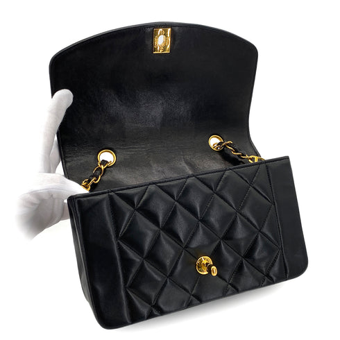 CHANEL VINTAGE DIANA SMALL CHAIN SHOULDER BAG BLACK LAMB SKIN 90288974 - PURPOSE