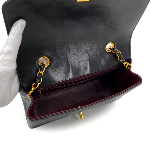 CHANEL VINTAGE DIANA SMALL CHAIN SHOULDER BAG BLACK LAMB SKIN 90288974 - PURPOSE