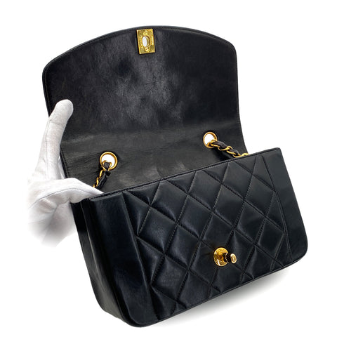 CHANEL VINTAGE DIANA SMALL CHAIN SHOULDER BAG BLACK LAMB SKIN 90288975 - PURPOSE