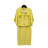 CHANEL TWEED JACKET SKIRT SET COCO BUTTON RHINESTONE YELLOW COTTON 36 P42 RTW 90288977
