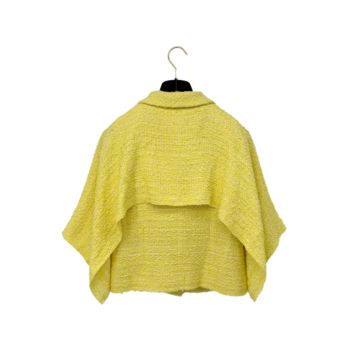 CHANEL TWEED JACKET SKIRT SET COCO BUTTON RHINESTONE YELLOW COTTON 36 P42 RTW 90288977