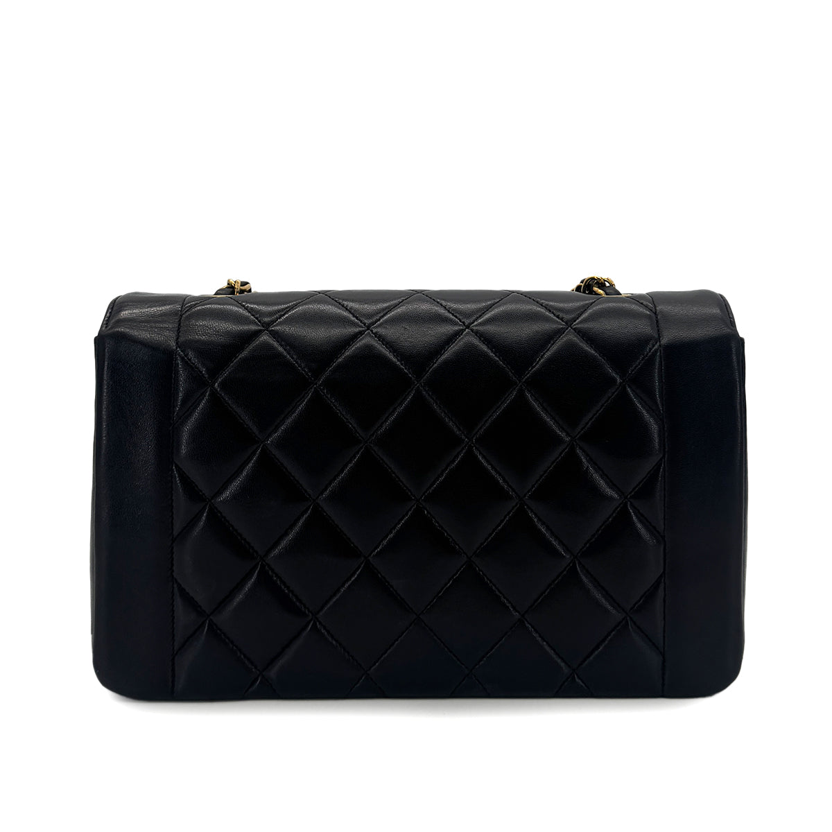 CHANEL VINTAGE DIANA MEDIUM CHAIN SHOULDER BAG BLACK LAMB SKIN 90288983