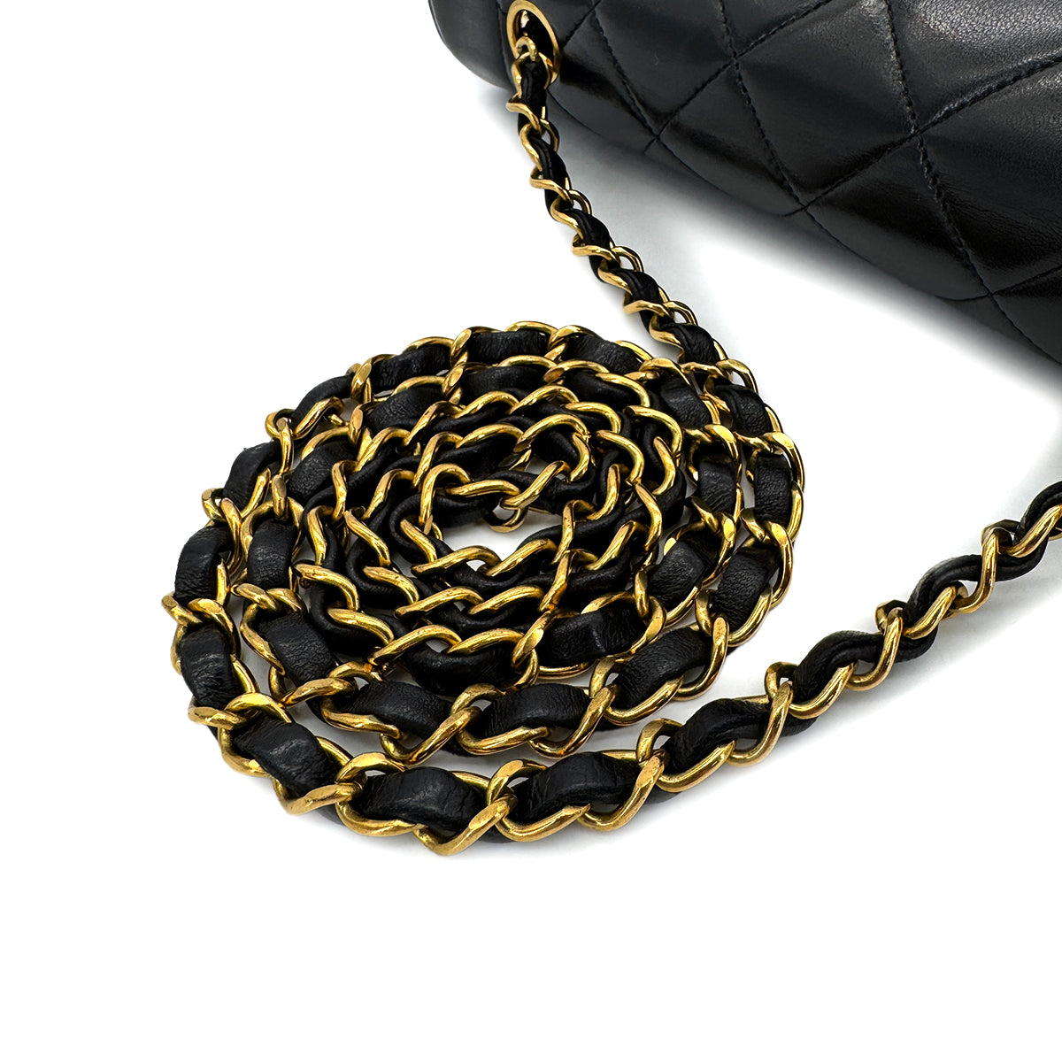 CHANEL VINTAGE DIANA MEDIUM CHAIN SHOULDER BAG BLACK LAMB SKIN 90288983