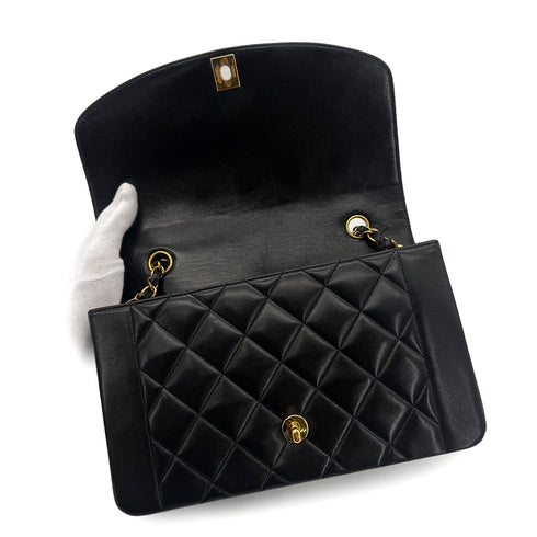 CHANEL VINTAGE DIANA MEDIUM CHAIN SHOULDER BAG BLACK LAMB SKIN 90288983 - PURPOSE