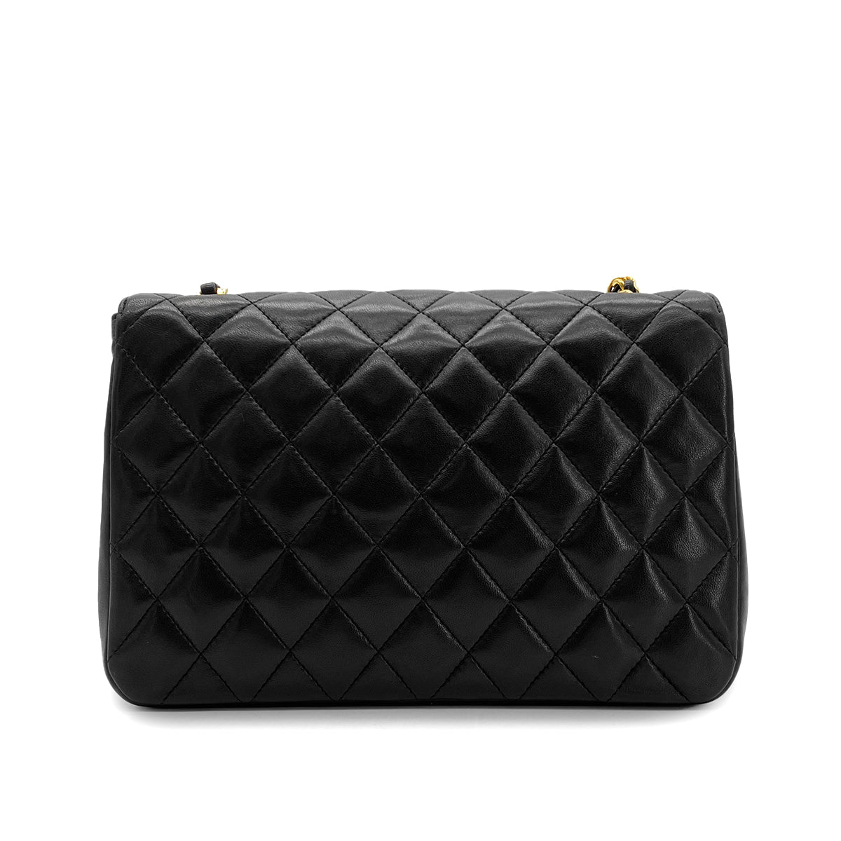 CHANEL VINTAGE MATELASSE HALF MOON CHAIN SHOULDER BAG BLACK LAMB SKIN 90288984