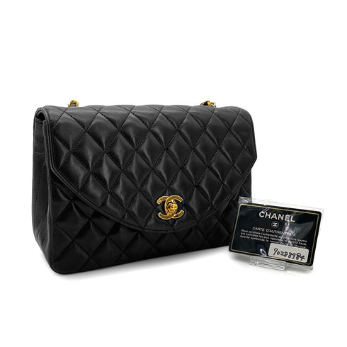 CHANEL VINTAGE MATELASSE HALF MOON CHAIN SHOULDER BAG BLACK LAMB SKIN 90288984 - PURPOSE