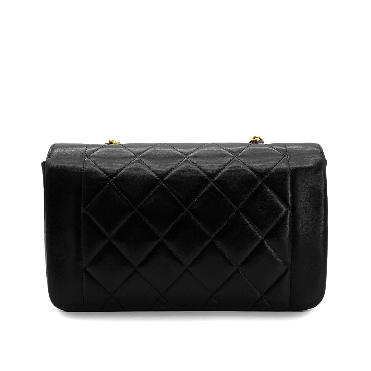 CHANEL VINTAGE DIANA SMALL CHAIN SHOULDER BAG BLACK LAMB SKIN 90288985