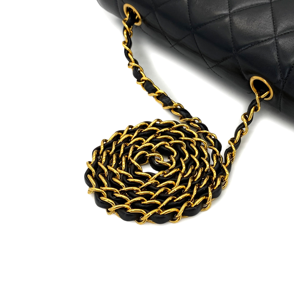 CHANEL VINTAGE DIANA SMALL CHAIN SHOULDER BAG BLACK LAMB SKIN 90288985
