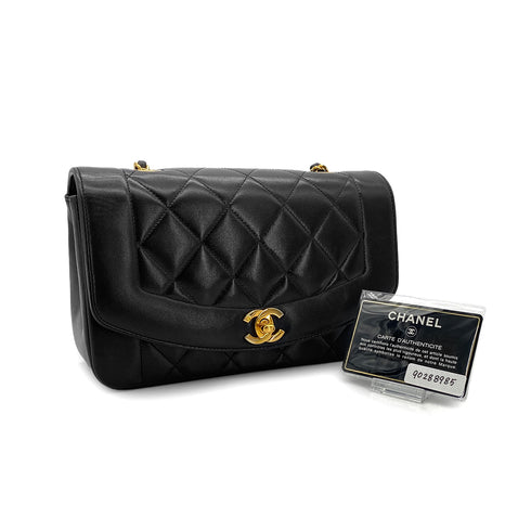 CHANEL VINTAGE DIANA SMALL CHAIN SHOULDER BAG BLACK LAMB SKIN 90288985 - PURPOSE