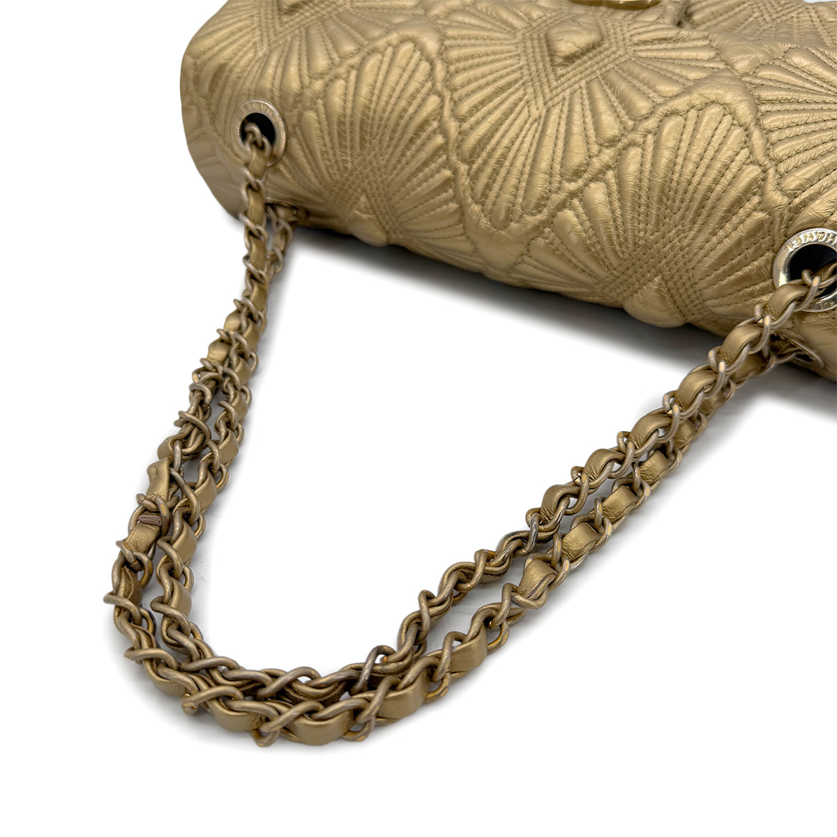 CHANEL COCOMARK DIAMOND ETCHED CHAIN SHOULDER BAG GOLD CALF SKIN 90288997