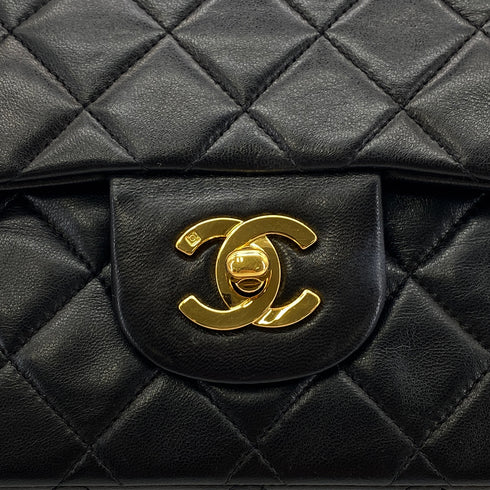 CHANEL VINTAGE CLASSIC FLAP SMALL CHAIN SHOULDER BAG BLACK LAMB SKIN 90289012 - PURPOSE