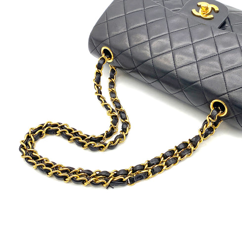 CHANEL VINTAGE CLASSIC FLAP SMAILL CHAIN SHOULDER BAG BLACK LAMB SKIN 90289013 - PURPOSE