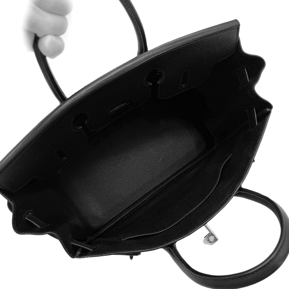 HERMES HAUT A COURROIES 28 BLACK VEAU EPSOM HAND BAG ▢J SHW 90289022