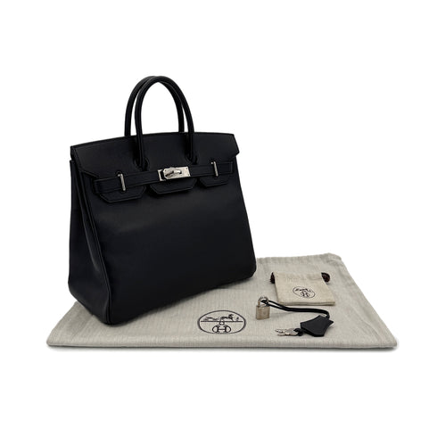 HERMES HAUT A COURROIES 28 BLACK VEAU EPSOM HAND BAG ▢J SHW 90289022 - PURPOSE