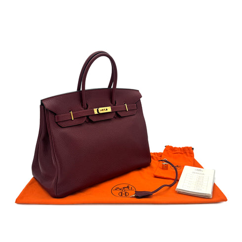 HERMES BIRKIN 35 ROUGE H TOGO HAND BAG □G GHW 90289033 - PURPOSE