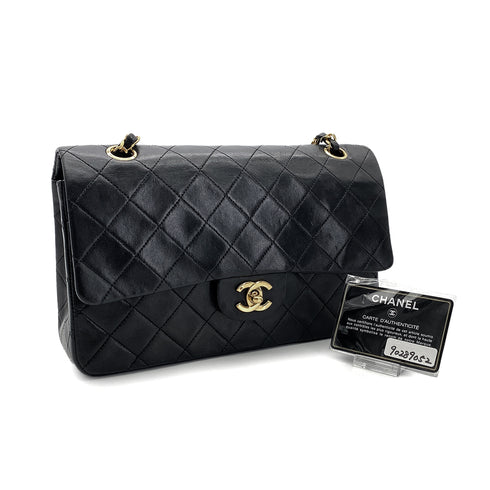 CHANEL VINTAGE CLASSIC FLAP MEDIUM CHAIN SHOULDER BAG BLACK LAMB SKIN 90289052 - PURPOSE