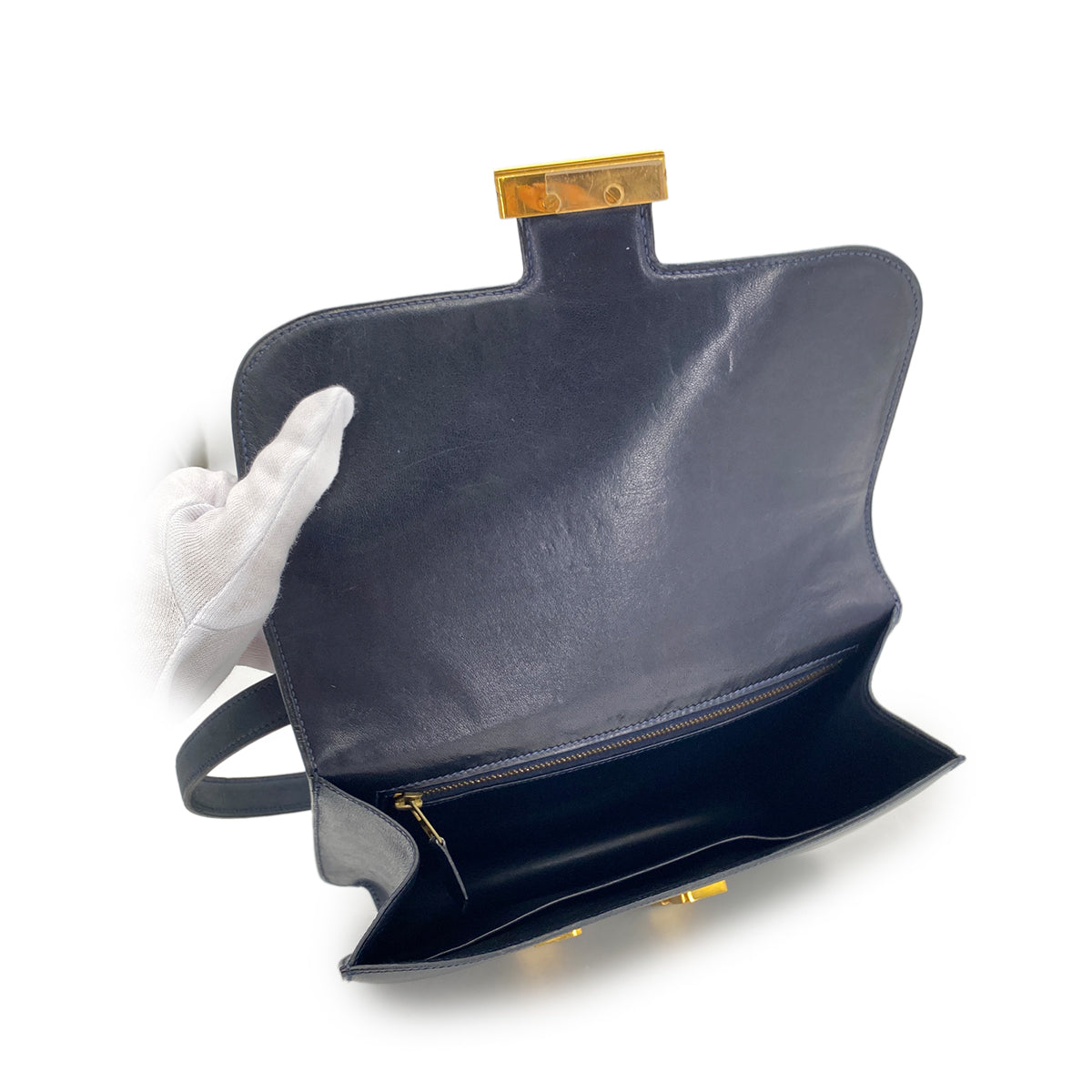 HERMES CONSTANCE 23 BLUE INDGO BOXCALF HAND BAG GHW 90289056