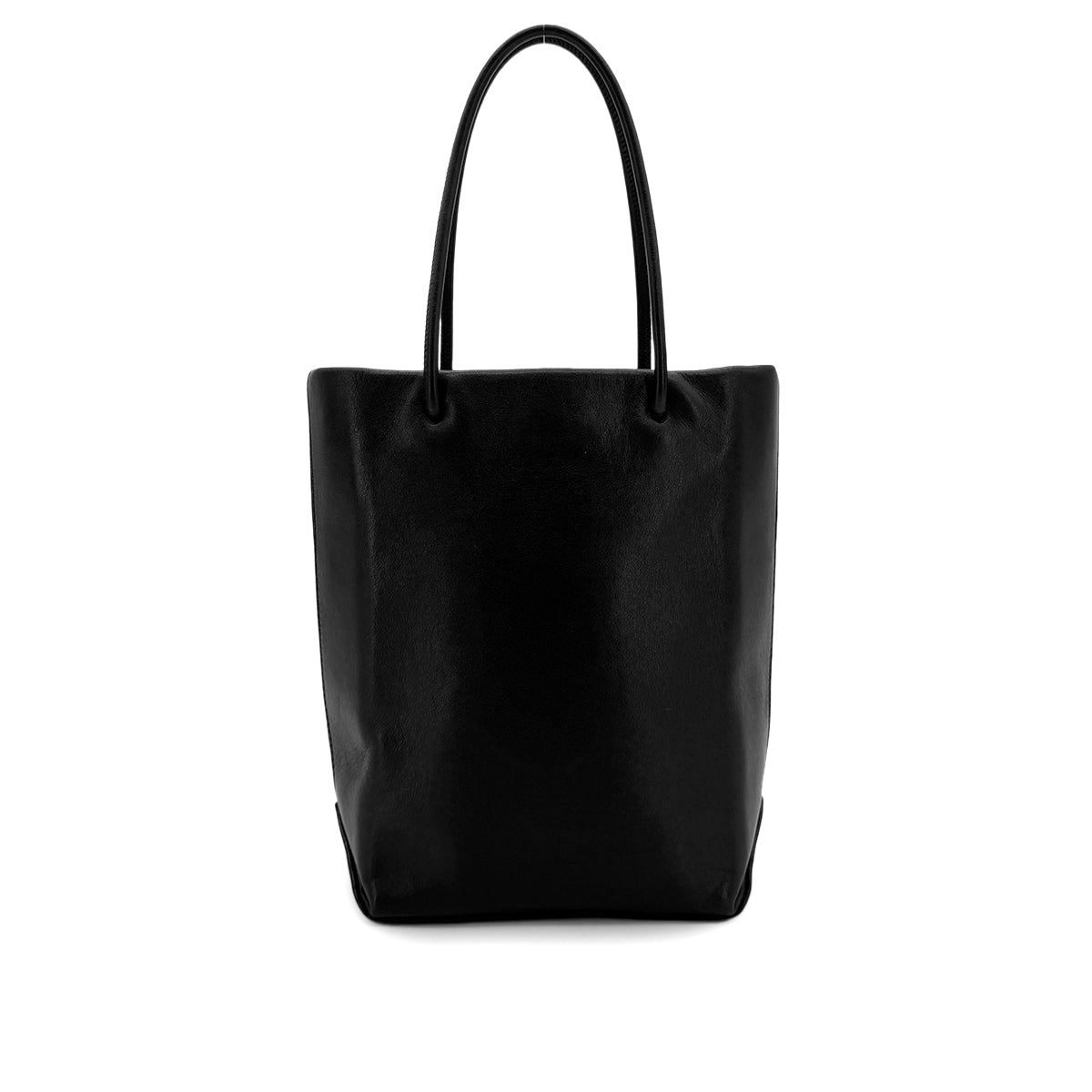 CHANEL VINTAGE ESSENTIAL TOTE BAG BLACK WHITE CALF LEATHER 90289058