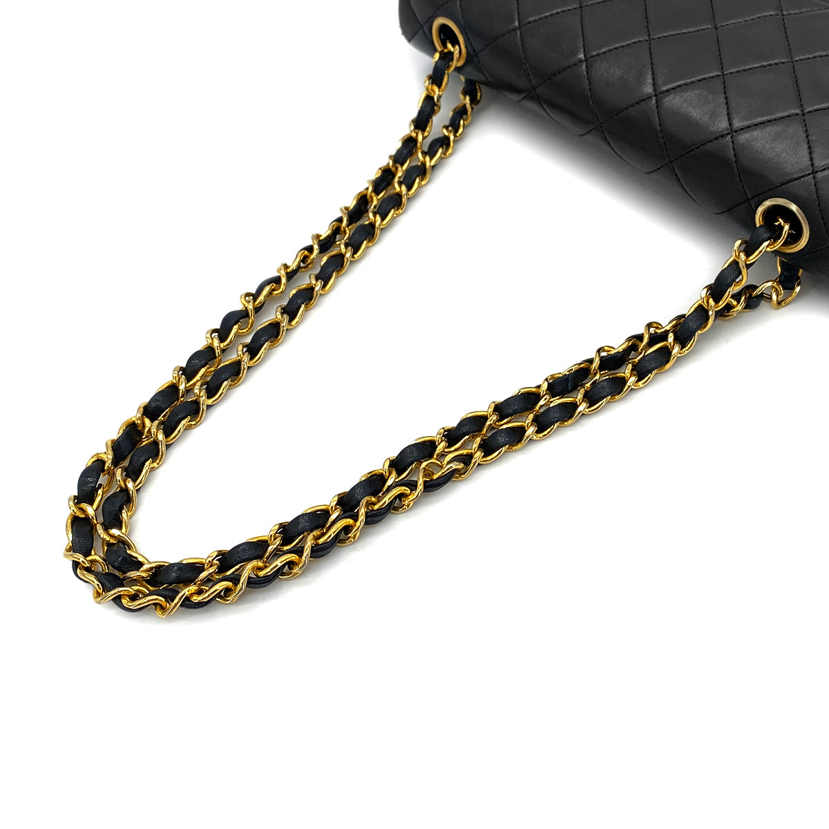 CHANEL VINTAGE CLASSIC FLAP SMALL CHAIN SHOULDER BAG BLACK LAMB SKIN 90289064