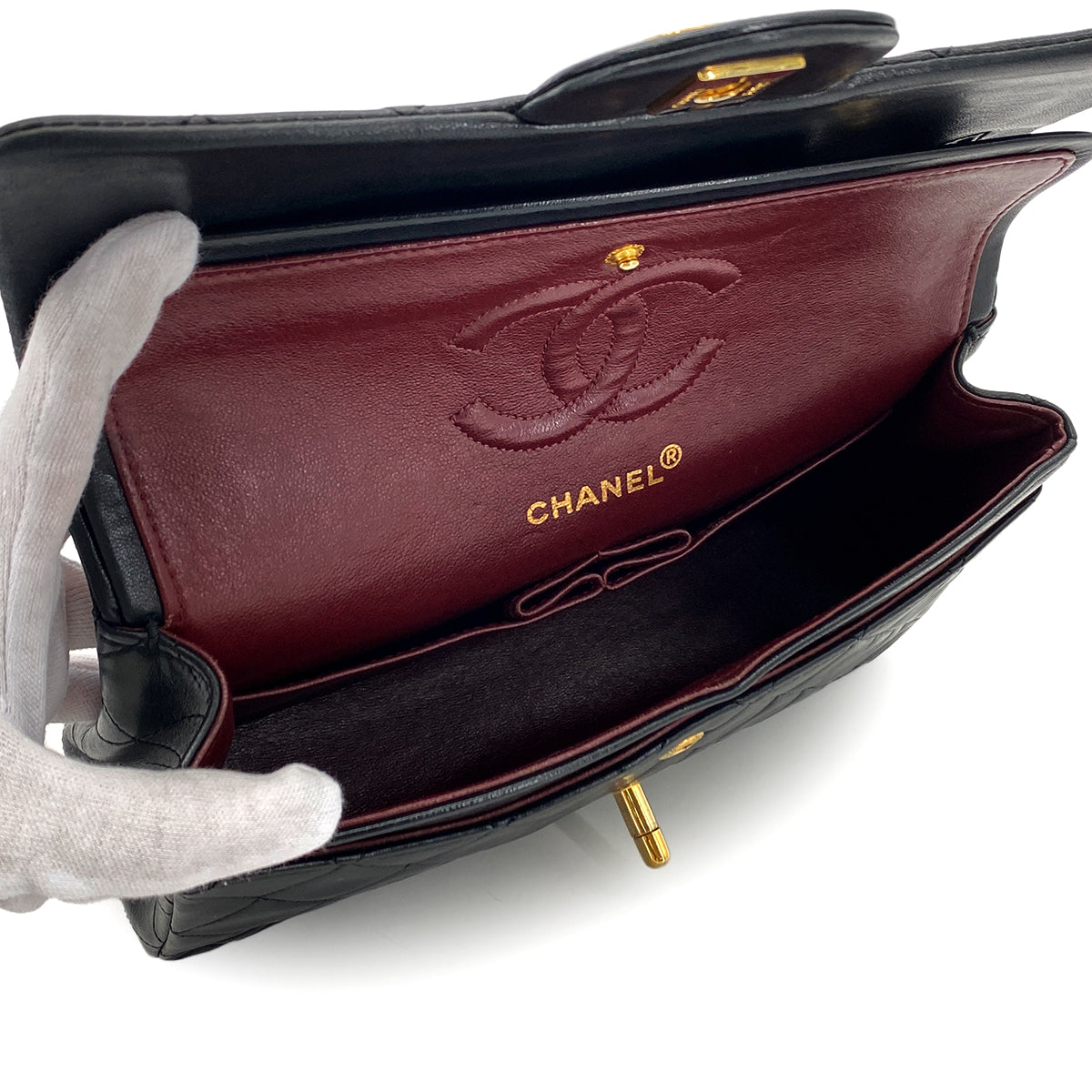 CHANEL VINTAGE CLASSIC FLAP SMALL CHAIN SHOULDER BAG BLACK LAMB SKIN 90289064