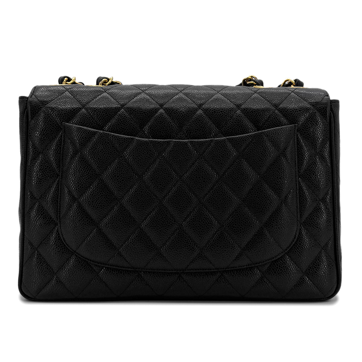 CHANEL VINTAGE JUMBO MATELASSE 30 CHAIN SHOULDER BAG BLACK CAVIAR SKIN 90289065
