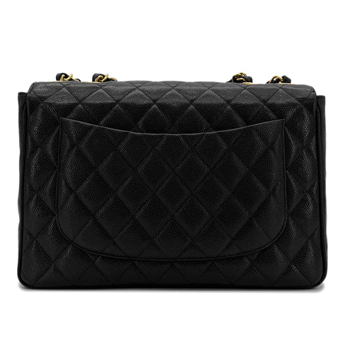 CHANEL VINTAGE JUMBO MATELASSE 30 CHAIN SHOULDER BAG BLACK CAVIAR SKIN 90289065 - PURPOSE