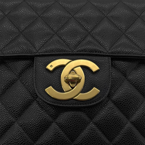 CHANEL VINTAGE JUMBO MATELASSE 30 CHAIN SHOULDER BAG BLACK CAVIAR SKIN 90289065 - PURPOSE