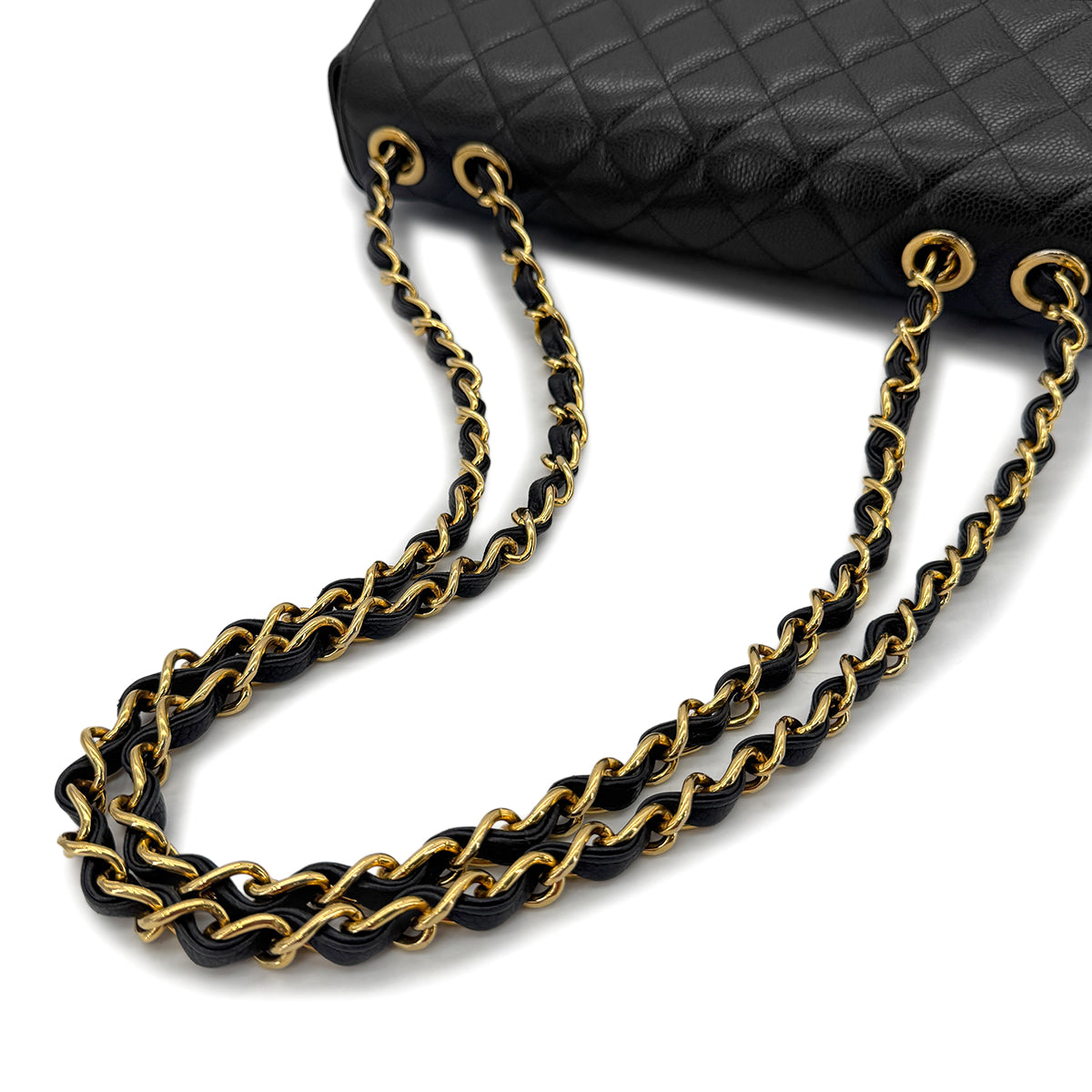 CHANEL VINTAGE JUMBO MATELASSE 30 CHAIN SHOULDER BAG BLACK CAVIAR SKIN 90289065