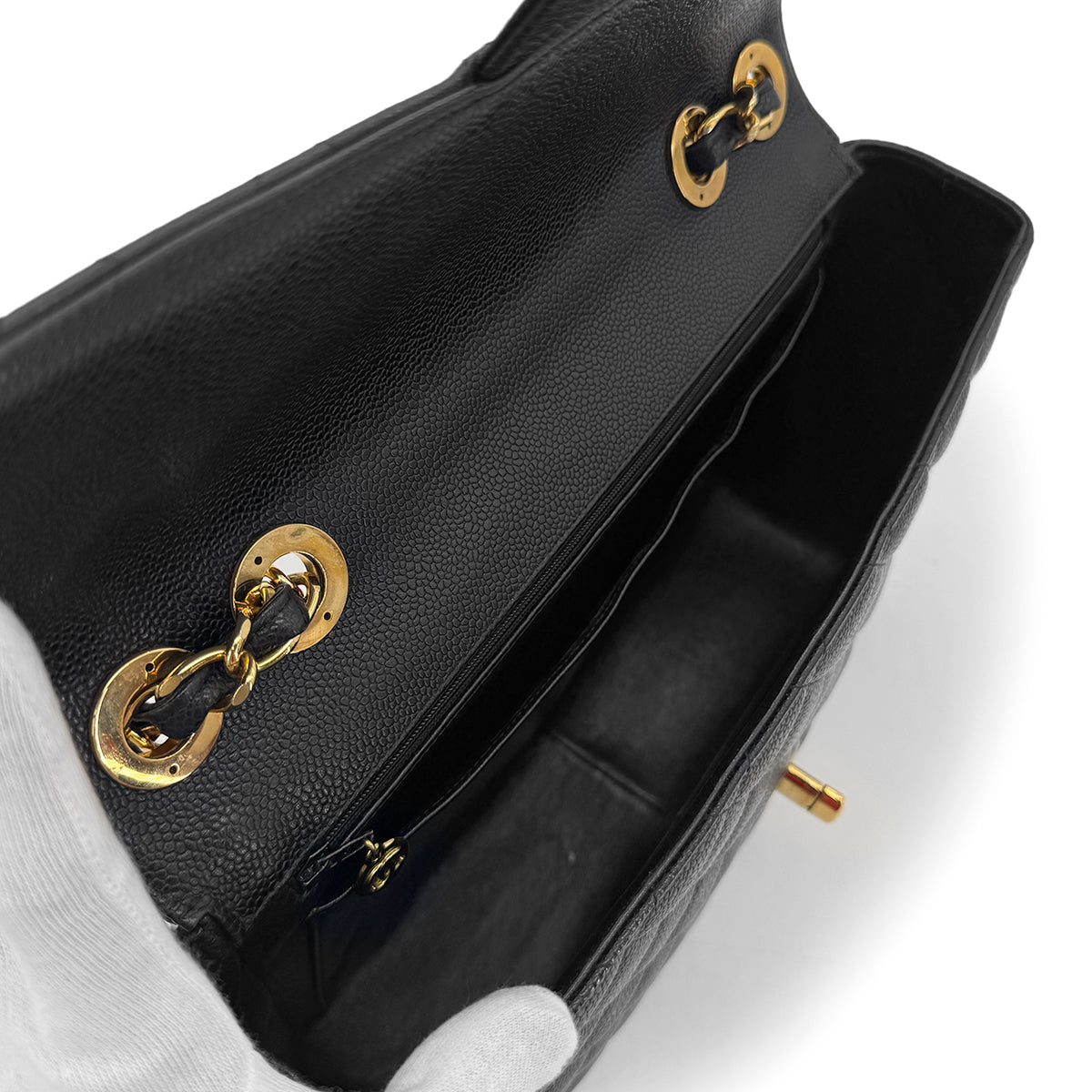 CHANEL VINTAGE JUMBO MATELASSE 30 CHAIN SHOULDER BAG BLACK CAVIAR SKIN 90289065
