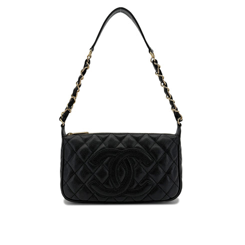 CHANEL VINTAGE COCOMARK MATELASSE CHAIN SHOULDER BAG BLACK CAVIR SKIN 90289067 - PURPOSE