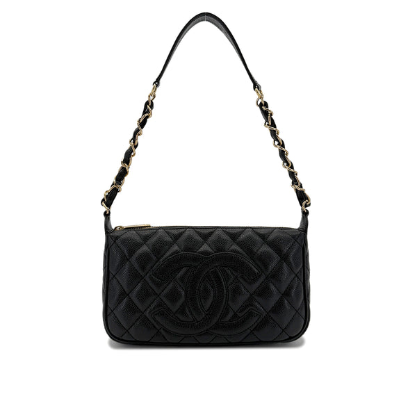 CHANEL VINTAGE COCOMARK MATELASSE CHAIN SHOULDER BAG BLACK CAVIR SKIN 90289067 - PURPOSE
