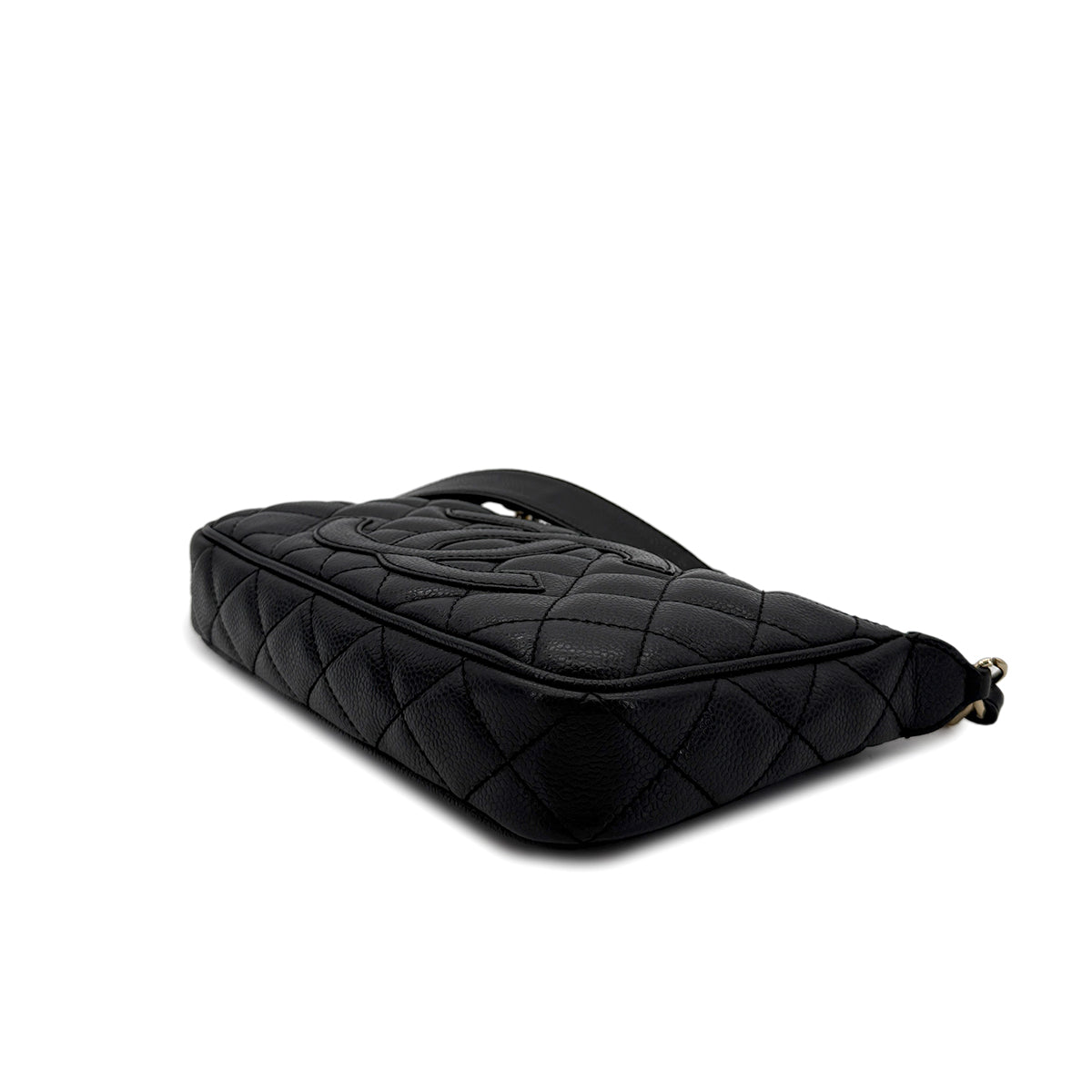 CHANEL VINTAGE COCOMARK MATELASSE CHAIN SHOULDER BAG BLACK CAVIR SKIN 90289067