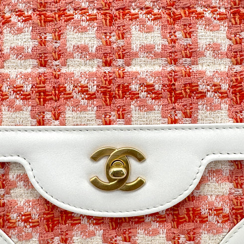 CHANEL VINTAGE CHOCOLATE BAR CHAIN SHOULDER BAG ORANGE TWEED 90289068 - PURPOSE