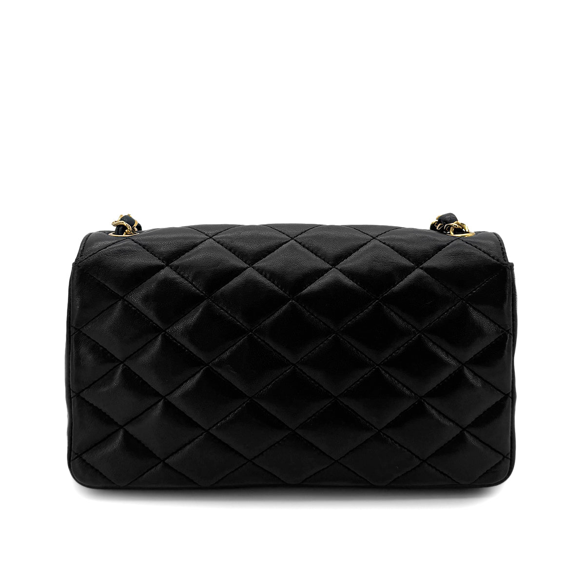 CHANEL VINTAGE MATELASSE BIG COCO CHAIN SHOULDER BAG BLACK LAMB SKIN 90289069