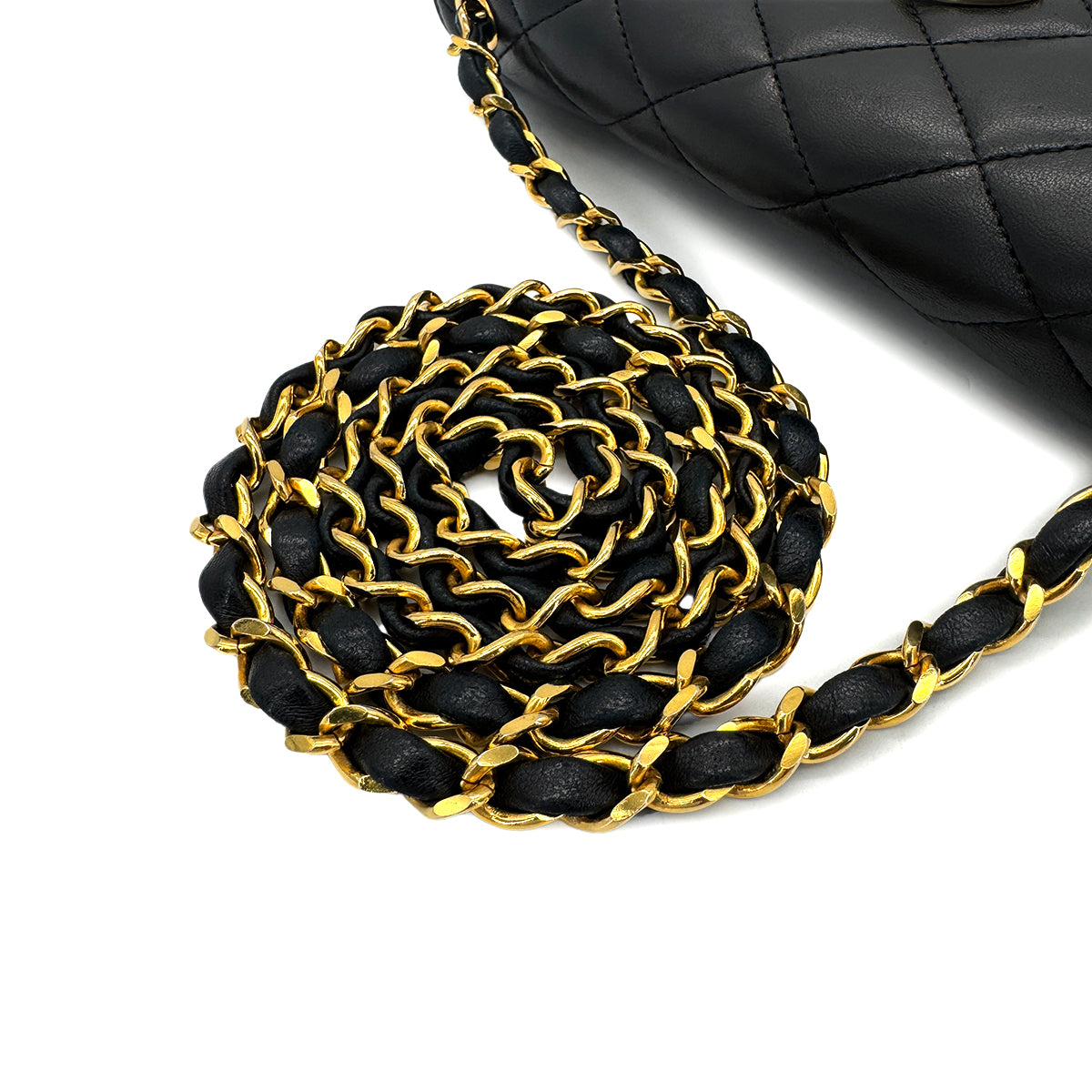 CHANEL VINTAGE MATELASSE BIG COCO CHAIN SHOULDER BAG BLACK LAMB SKIN 90289069