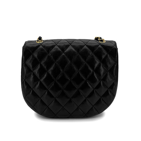 CHANEL VINTAGE BIG COCO HALF MOON CHAIN SHOULDER BAG BLACK LAMB SKIN 90289070 - PURPOSE