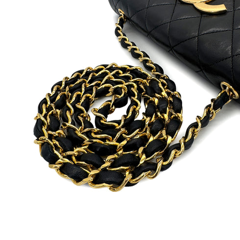 CHANEL VINTAGE BIG COCO HALF MOON CHAIN SHOULDER BAG BLACK LAMB SKIN 90289070 - PURPOSE